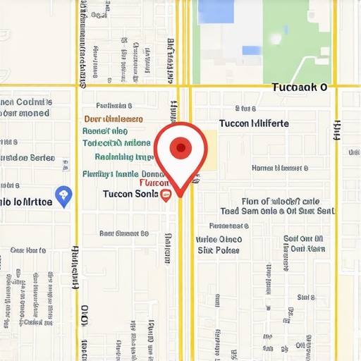 A map of Tucson showing local business listings and Google Maps interface.