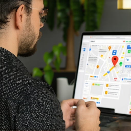 Business owner editing Google Maps profile on computer in Tucson
