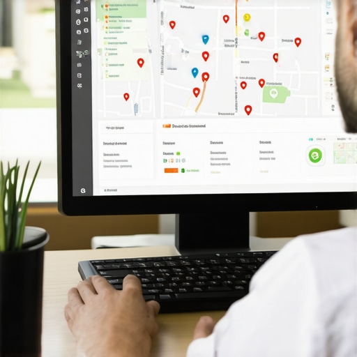 Person analyzing local SEO data on Tucson maps using SEO software
