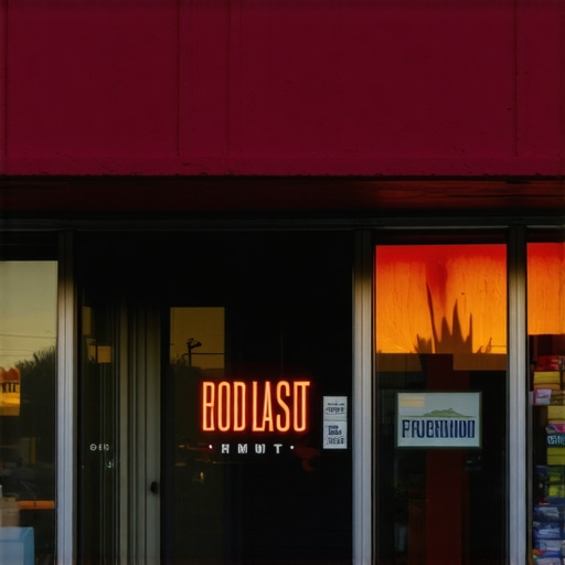 Bright and inviting Tucson storefront with signage in the sunset