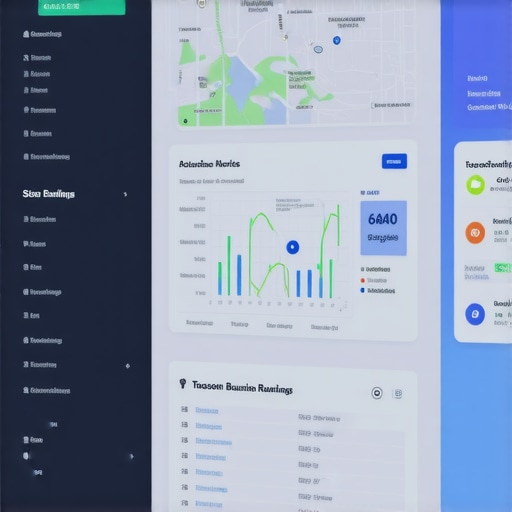 Close-up of a digital SEO dashboard showing maps and Google Business analytics for Tucson.