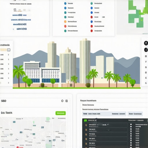 Close-up of a marketing dashboard displaying local SEO metrics related to Tucson map optimization.
