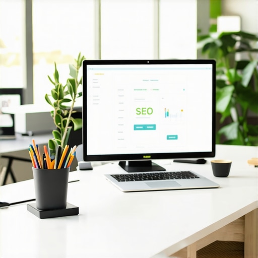 A professional working on local SEO tools in a Tucson office environment