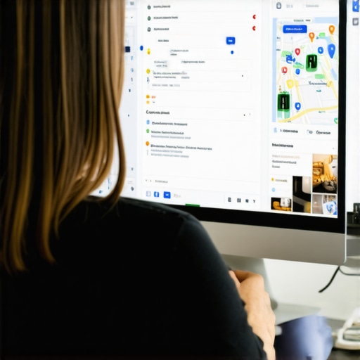 Business owner editing their Google profile on a laptop highlighted with local SEO details