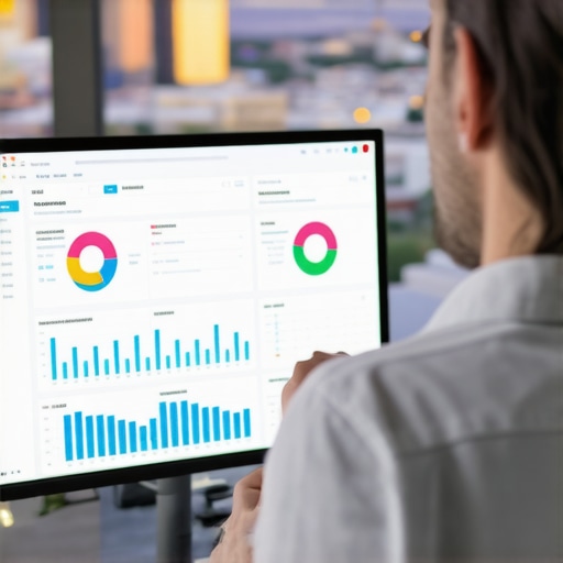 A marketing professional reviewing SEO analytics related to Tucson maps optimization.