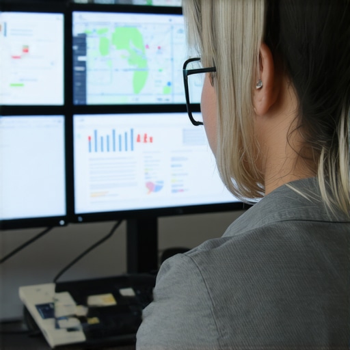 Expert analyzing local Tucson maps and SEO analytics on screens.