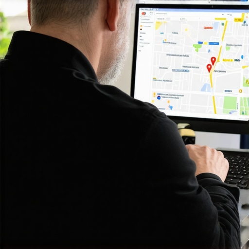 Tucson business owner editing Google Maps profile on a laptop with maps on the screen.
